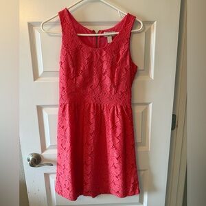 LOFT Coral Lace Midi Dress